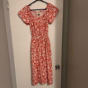 Universal Thread Red and White Floral Midi Dress